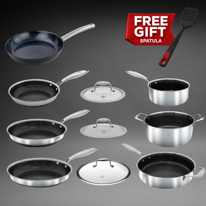 The Kitchen Lineup: 10-Piece Hybrid + Forged Steel Set