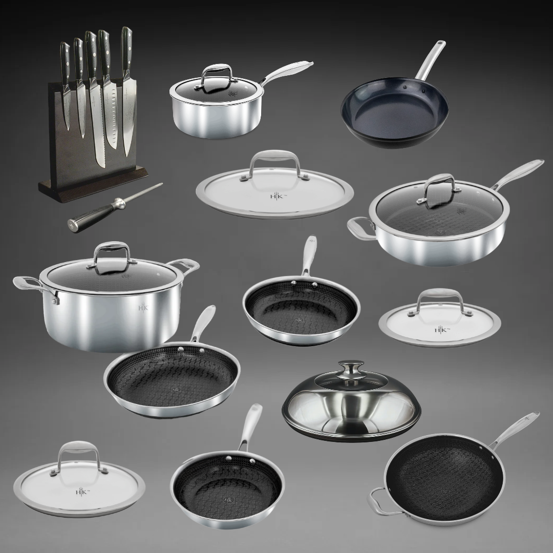 PRIME TIME BUNDLE: 22 Piece Pots, Pans, and Knife Set