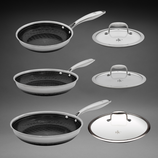 The Sizzle Set: 6 Piece Frying Pans + Lids