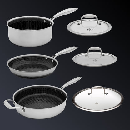 PFAS-Free Hybrid 6 Piece Skillet, Saucepan, Sauté Bundle with Lids