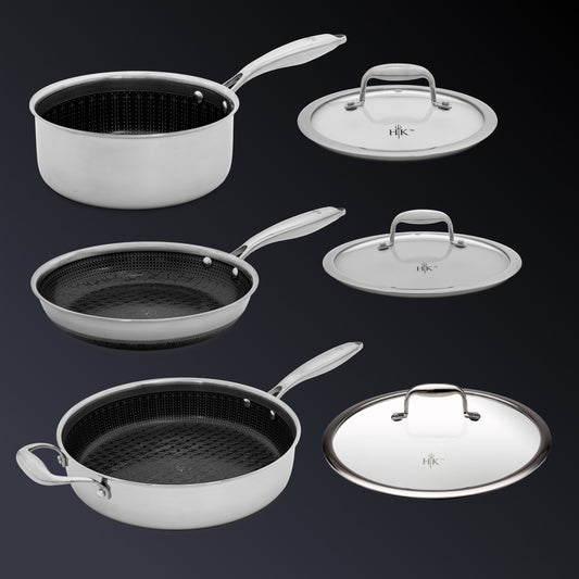 PFAS-Free Hybrid 6 Piece Skillet, Saucepan, Sauté Bundle with Lids