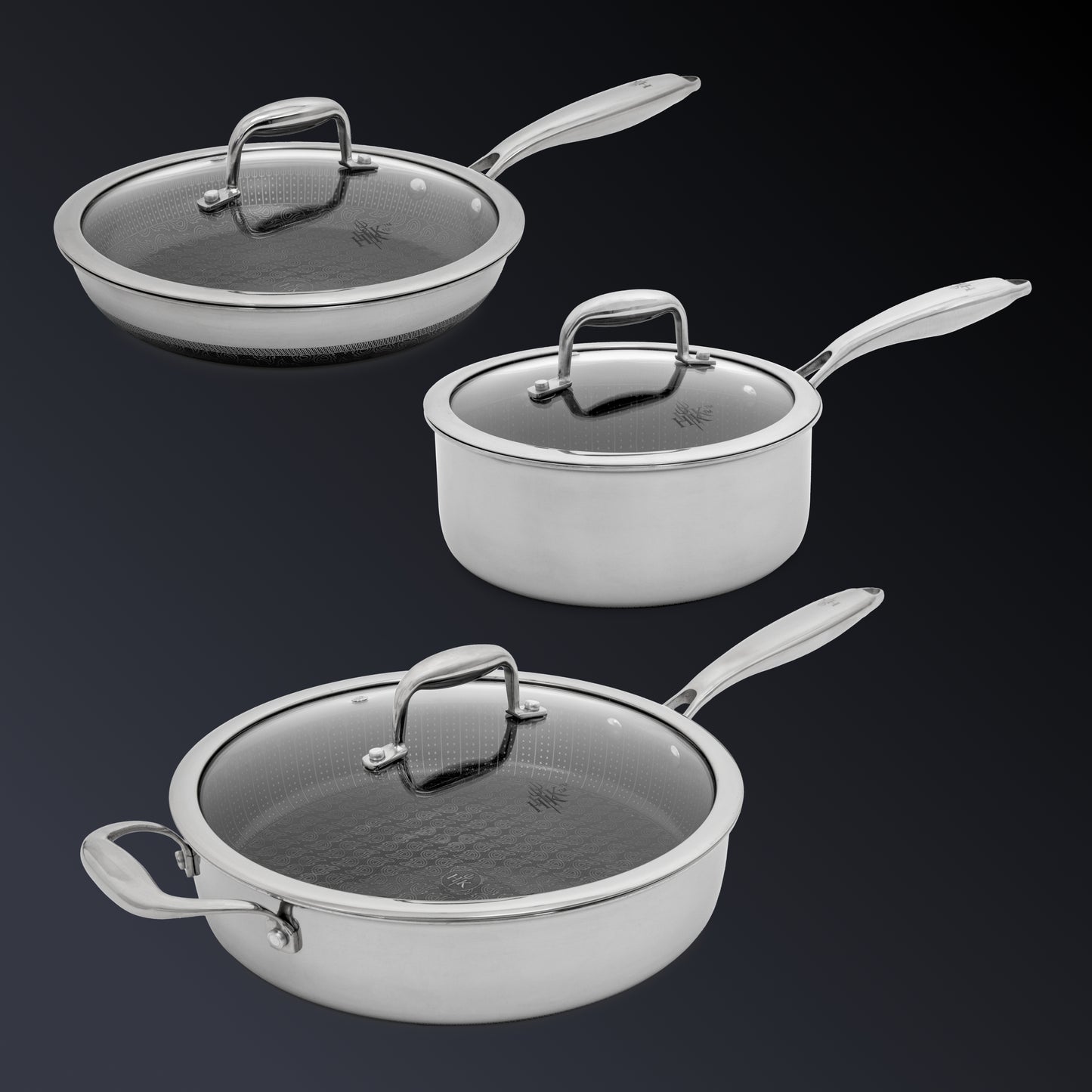 PFAS-Free Hybrid 6 Piece Skillet, Saucepan, Sauté Bundle with Lids