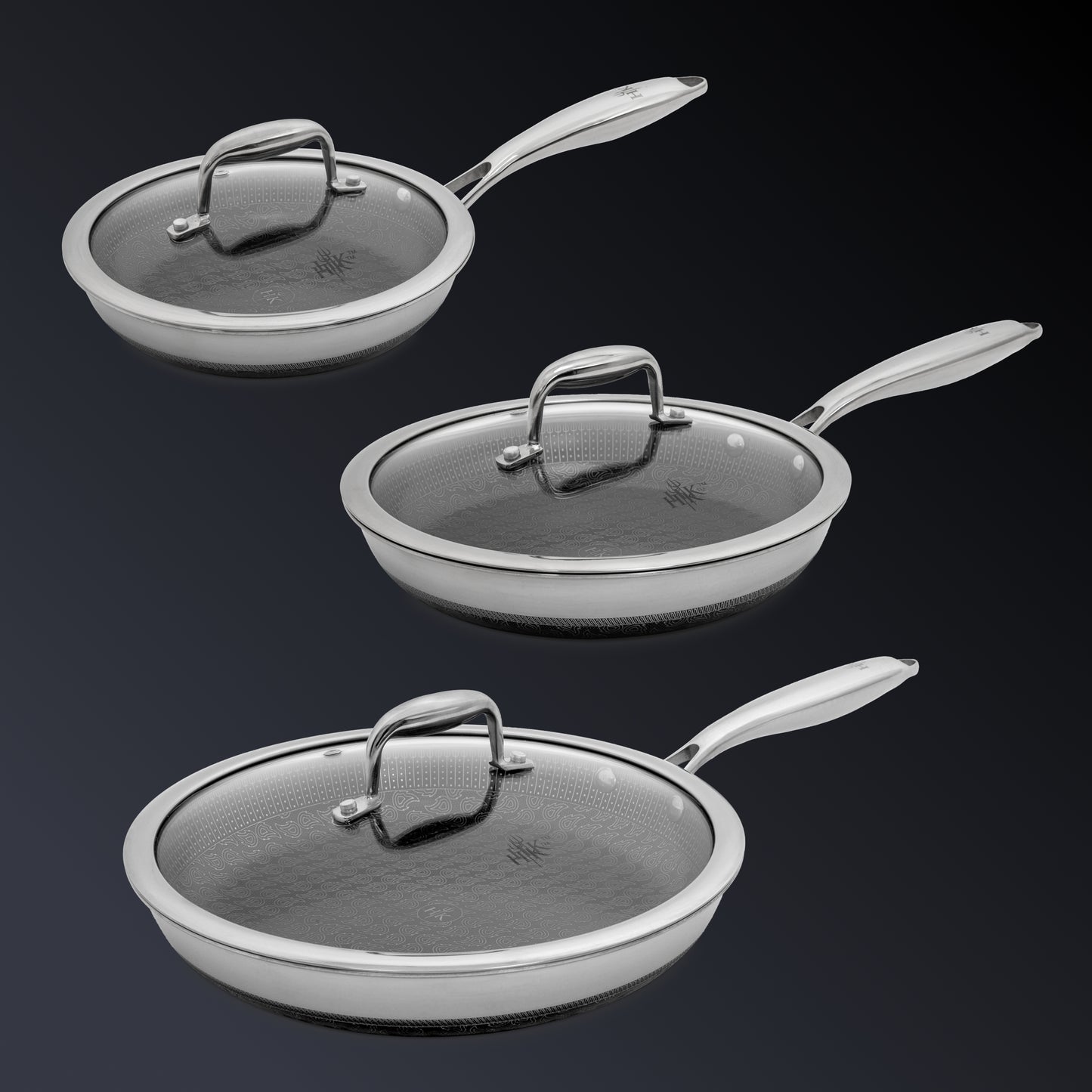 PFAS-Free Hybrid 6 Piece Frying Pans + Lids Bundle