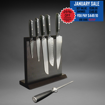 Damascus Steel 7 Piece Complete Knife Set