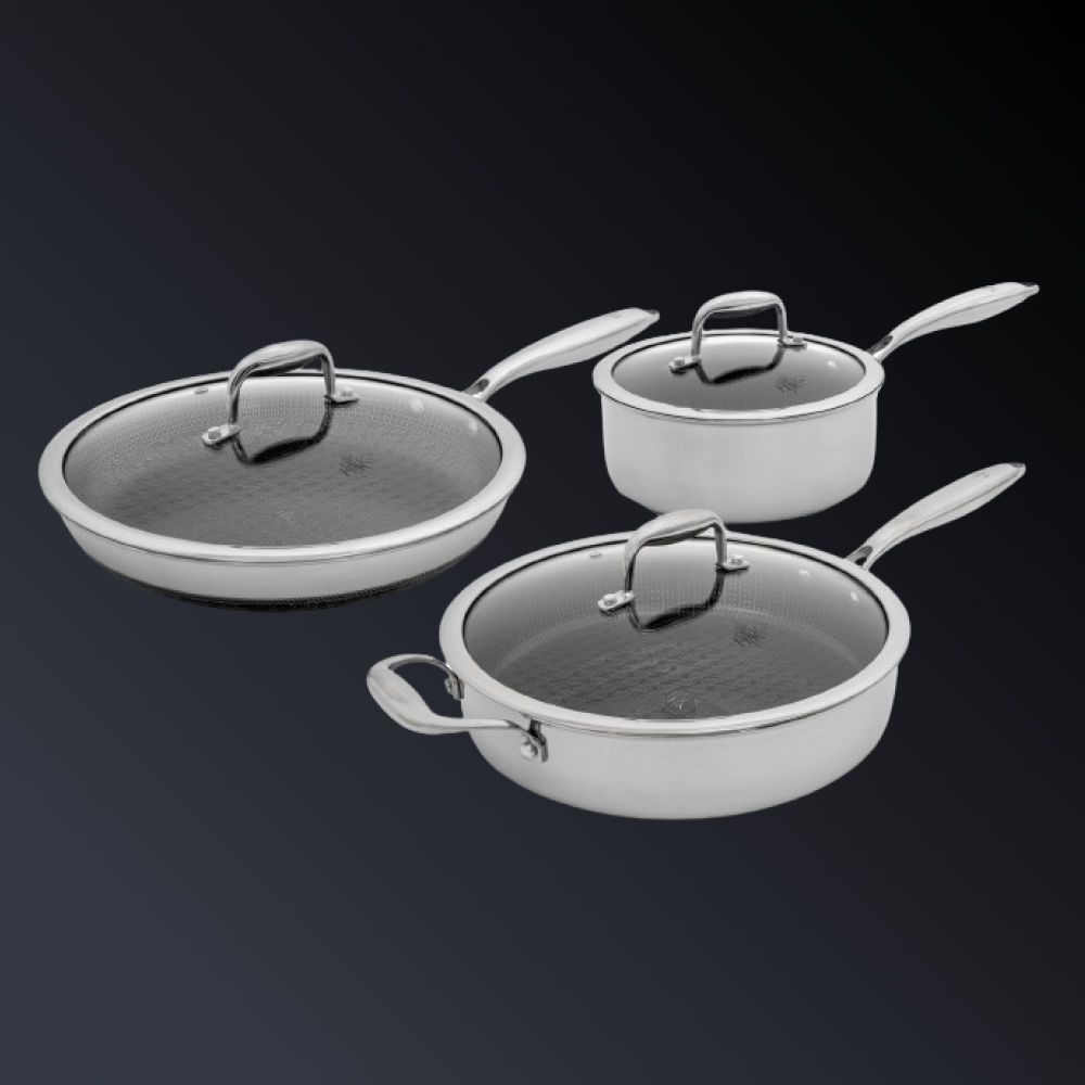 PFAS-Free Hybrid 6 Piece Skillet, Saucepan, Sauté Bundle with Lids