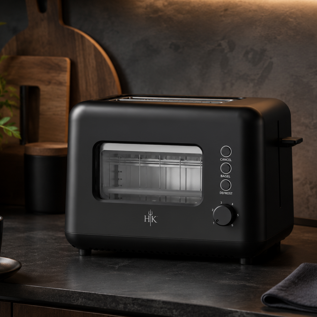 Hell’s Kitchen 2-Slice Glass Toaster - Black