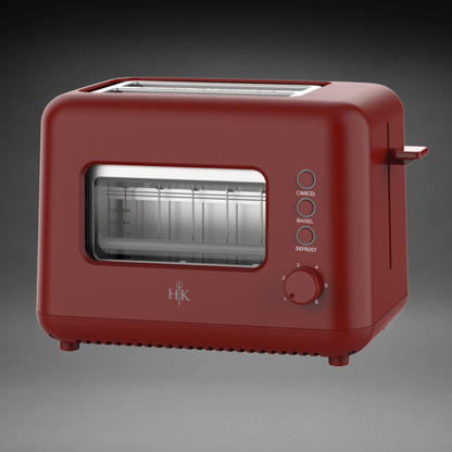 Hell’s Kitchen 2-Slice Glass Toaster - Burgundy