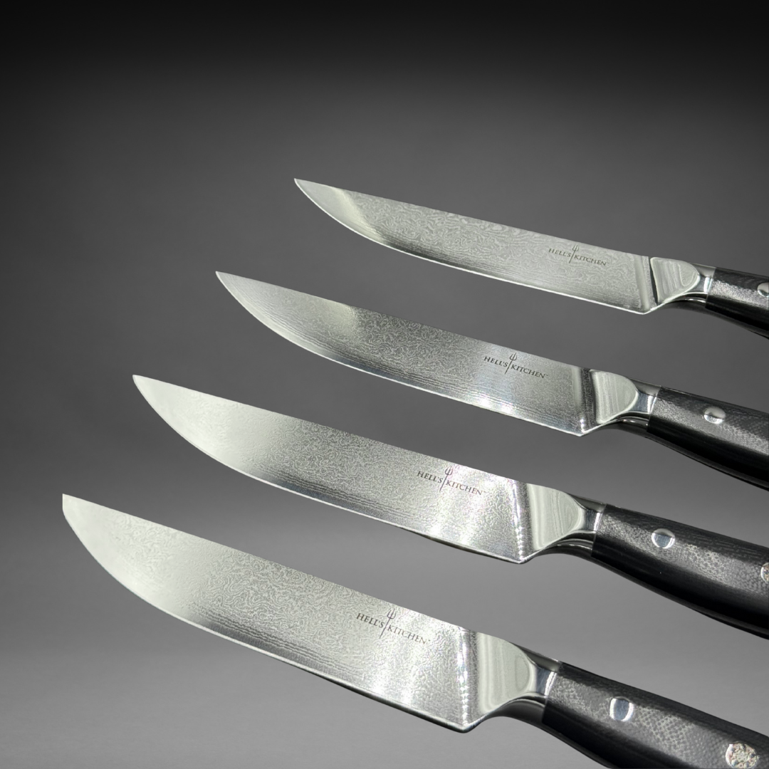 Damascus Steel Steak Knife Set, 4 Pc