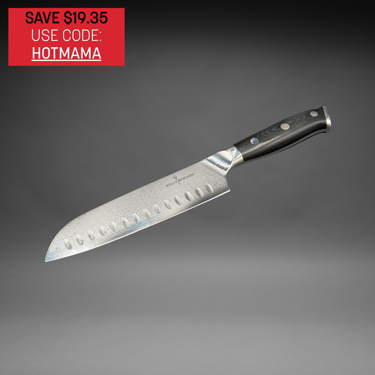 SALE! Damascus Steel Santoku Knife, 7"