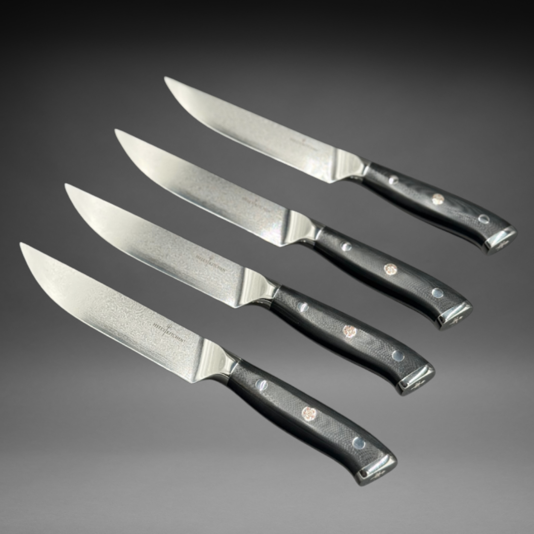 Damascus Steel Steak Knife Set, 4 Pc