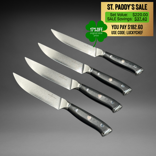 Damascus Steel Steak Knife Set, 4 Pc
