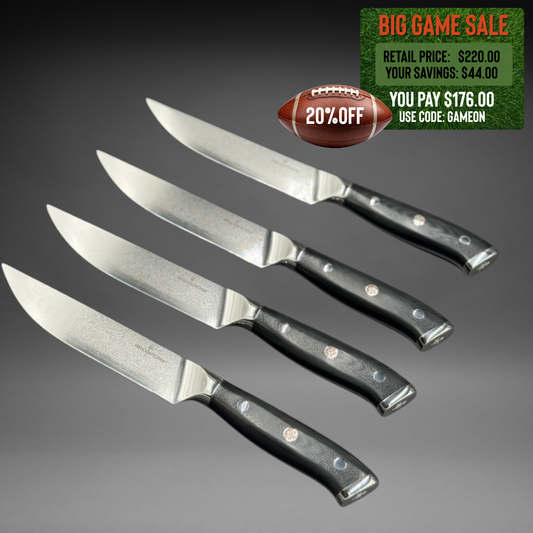Damascus Steel Steak Knife Set, 4 Pc