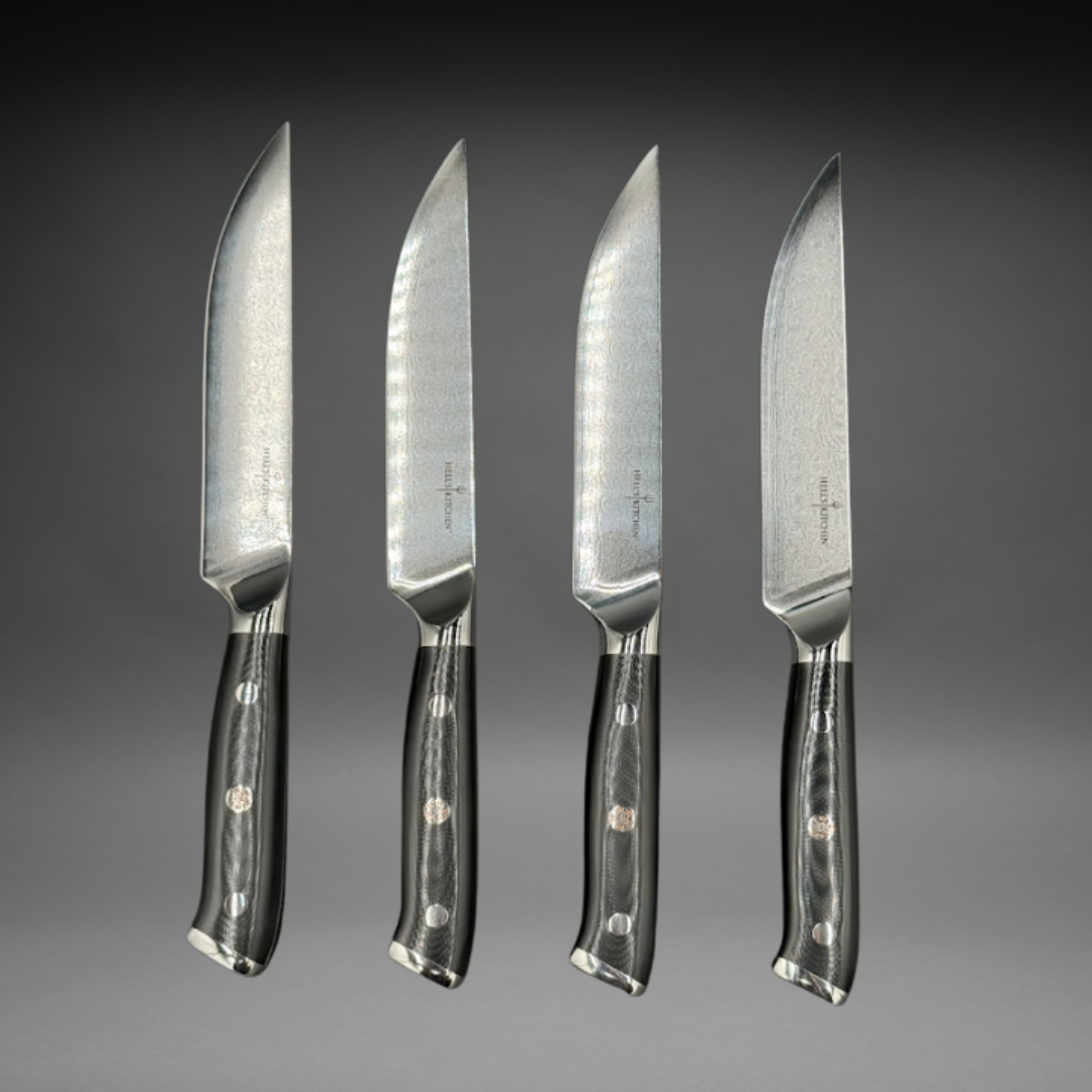 Damascus Steel Steak Knife Set, 4 Pc