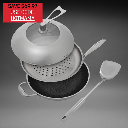 SALE! Wok This Way: 4 Piece Wok + Accessories Bundle: Stand Up Lid