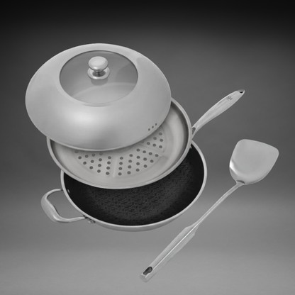 DREAM KITCHEN BUNDLE: 28 Piece Pots, Pans, and Knife Set