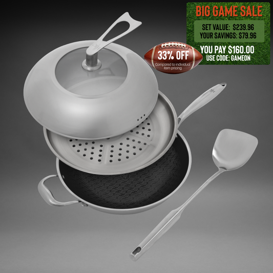 Wok This Way: 4 Piece Wok + Accessories Bundle: Stand Up Lid