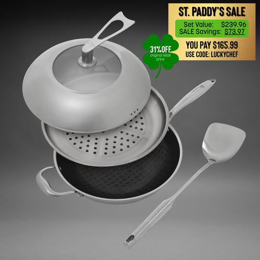 Wok This Way: 4 Piece Wok + Accessories Bundle: Stand Up Lid